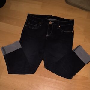 Express | Dark Blue Rolled Hem Jeans